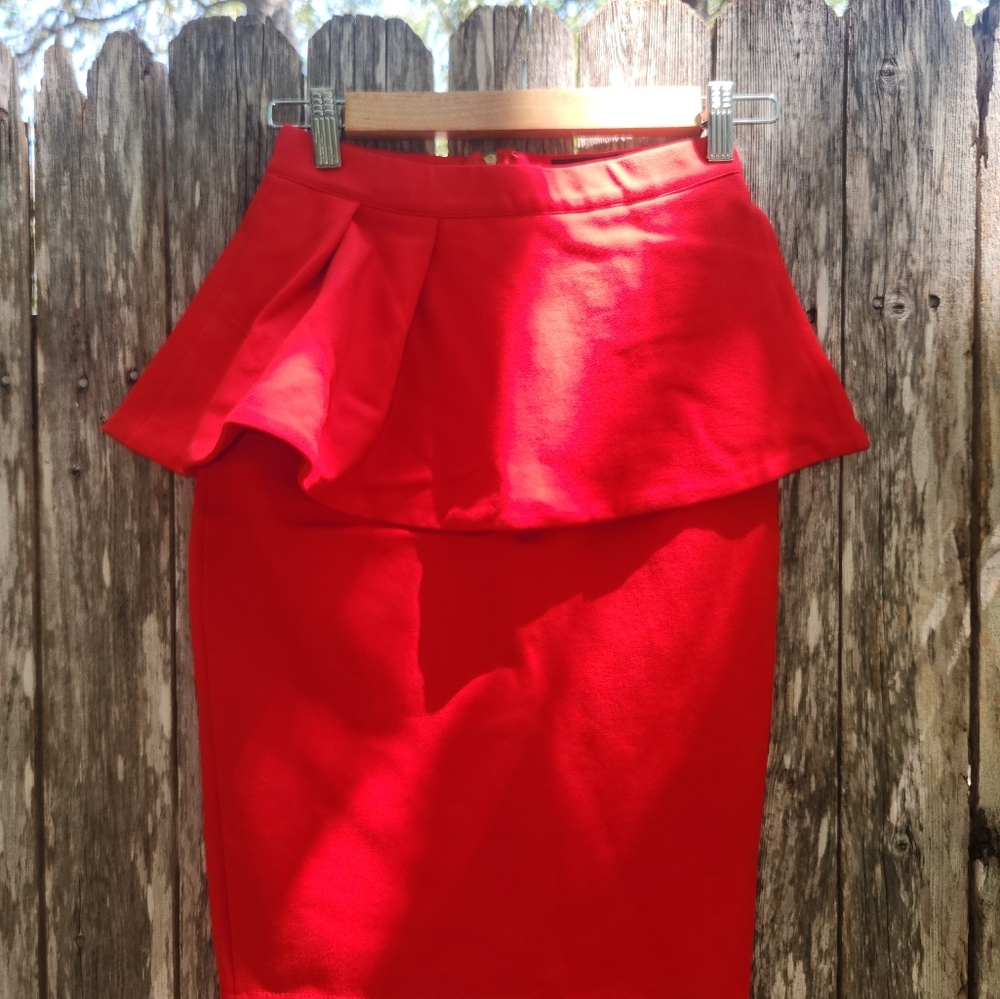 Free & Rose Red Peplum Skirt